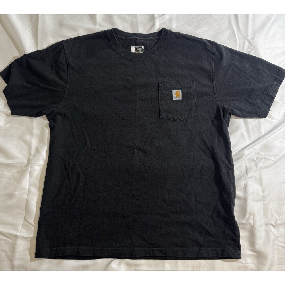 Carhartt Men's L Black Loose Fit Pocket Logo Crew Neck Cotton T-Shirt SS